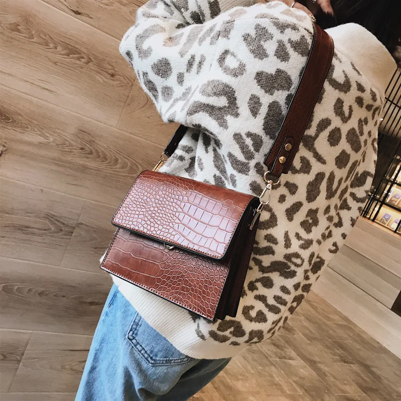 2021 solid color small square bag fashion women\'s shoulder messenger bag wide shoulder strap handbag female bag small bag