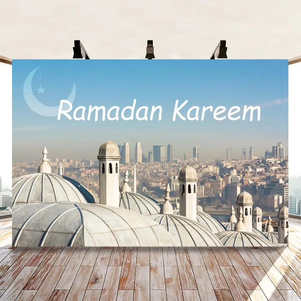 Ramadan Kareem Celebration Photo Backgrounds Islamic Mosque Dubai Palace Buildings Photography Backdrop Party Table Decor Poster