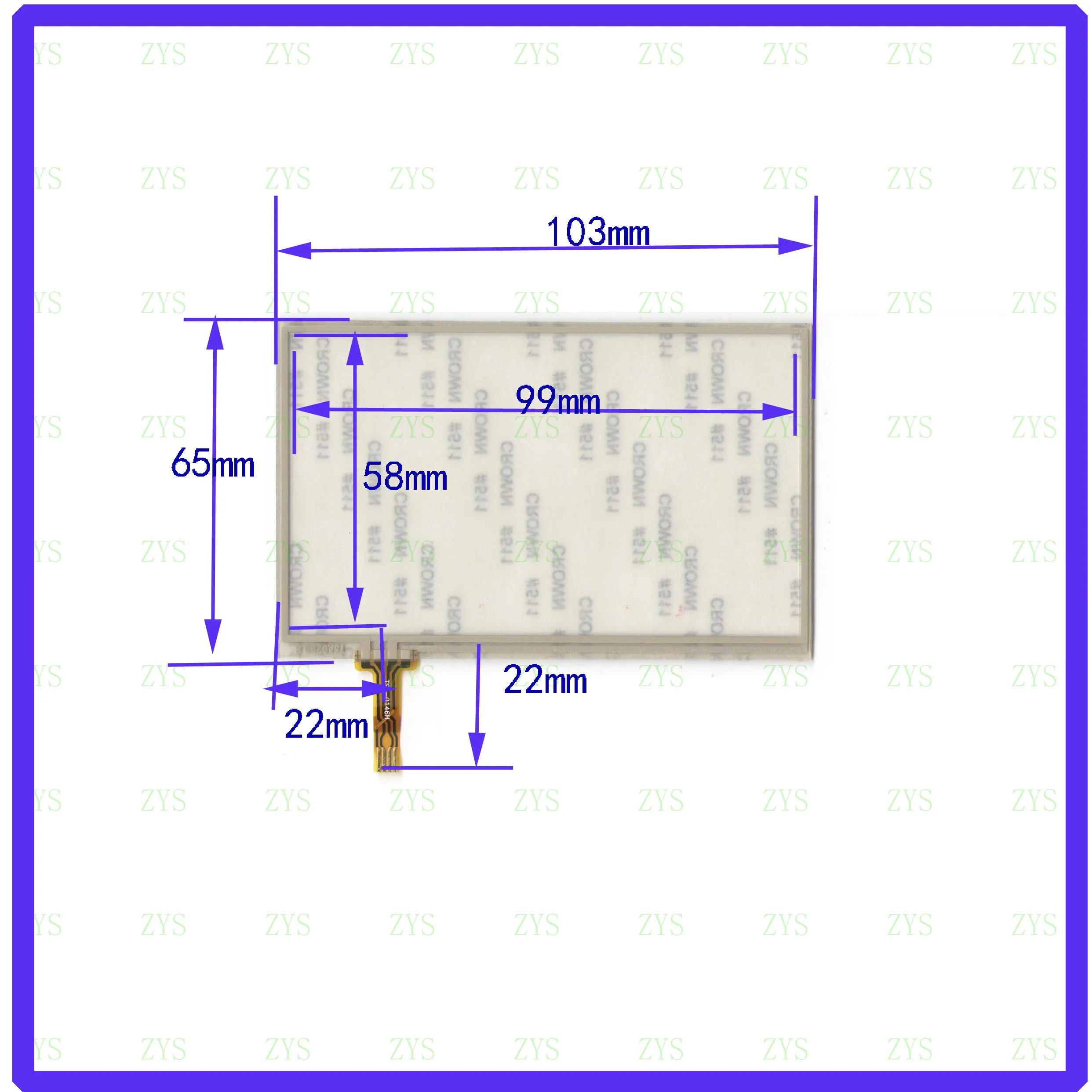 TSA0290.B  ZhiYuSun navigation resistive touch screen display on the outside flat screen handwriting 103*65mm