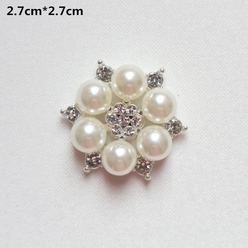 10pcs Pearl Rhinestone Embellishments Buttons Flatback Decorative For Handicraft Bowknot Flower Decoration DIY Craft Supplies