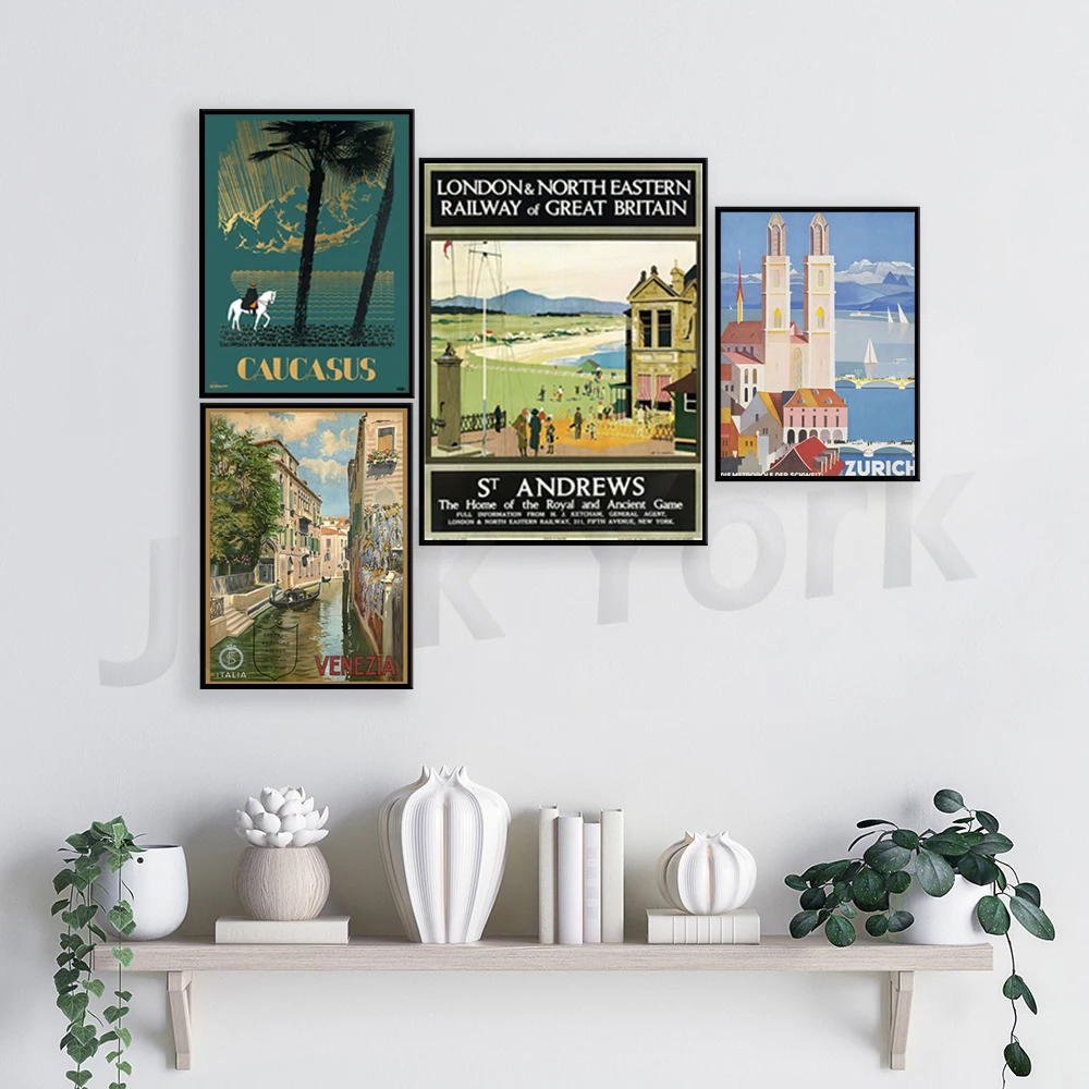 زيورخ، سويسرا، ملصق العصر السوفيتي -، إيطاليا، البندقية خمر، جولف - سانت أندروز - منزل اللعبة الملكية والقديمة #4