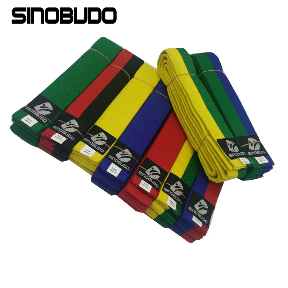 10 colores profesional WTF SINOBUDO cinturón de Taekwondo Karate Judo algodón doble envoltura uniforme artes marciales cinturón deportivo a rayas 1,8 m