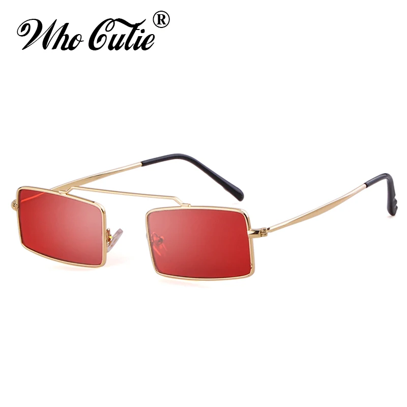 

WHO CUTIE Small Rectangular Vintage Sunglass Women Fashion 90s Sunglasses Men Brand Designer Retro Sun Glasses Lady Shades OM781