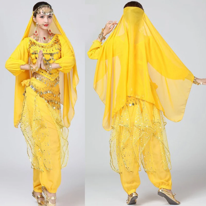 

Long Sleeves Chiffon Belly Dance Costume Suit For Women Belly Dancing Costume Set Adult Bollywood Indian Dance Wear Clothes
