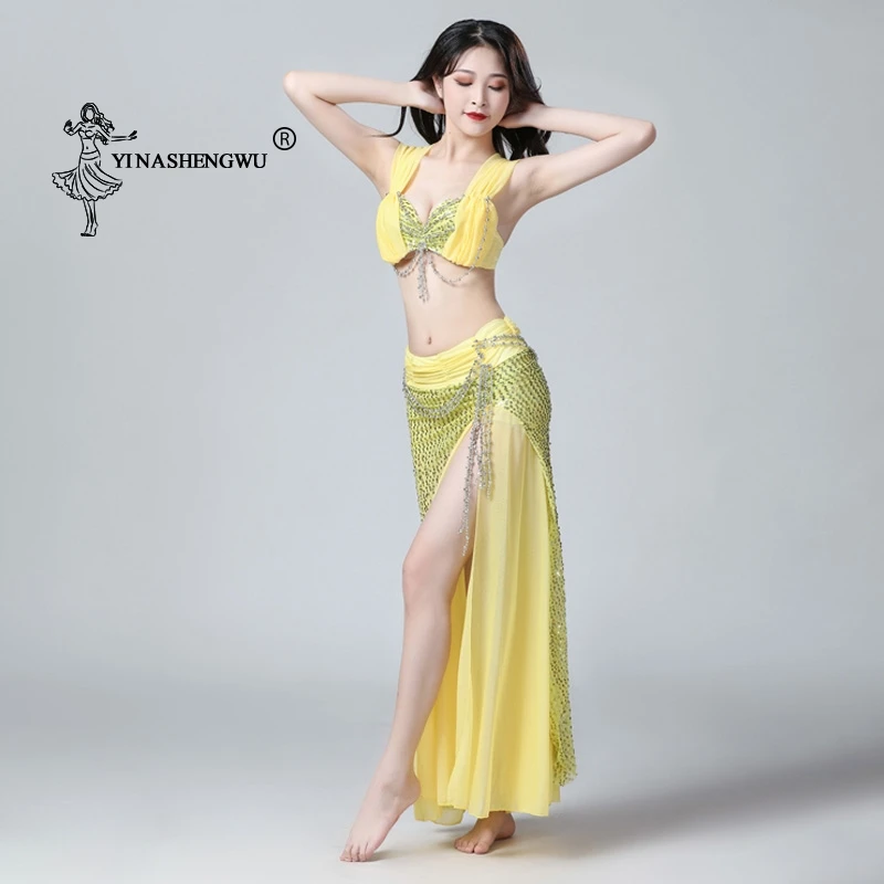 New Mermaid Dance Costume Set Women Belly Dance Bra Skirts Professional Outfit 2pcs Color Mixing Dance Wear Party Dress Tribal