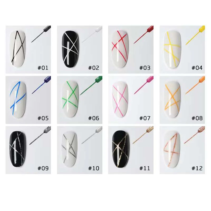 VINIMAY 12 Color/Set Draw Line Gel Nail Art Gel Nail Polish Nail UV Gel Varnish Soak Off Gelpolish Gel Varnish  Lacque Primer
