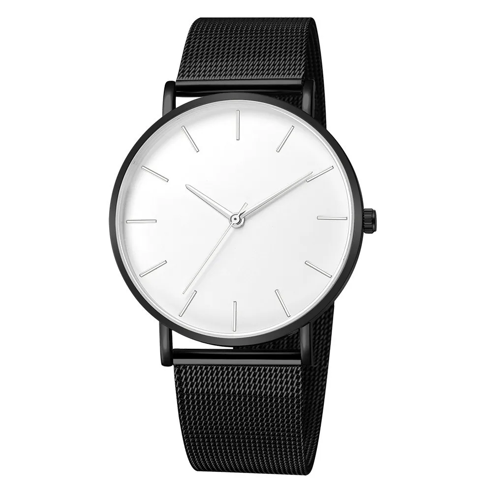 Montre à Quartz Ultra fine pour hommes, Simple, Business, en acier inoxydable, maille, ceinture, décontracté