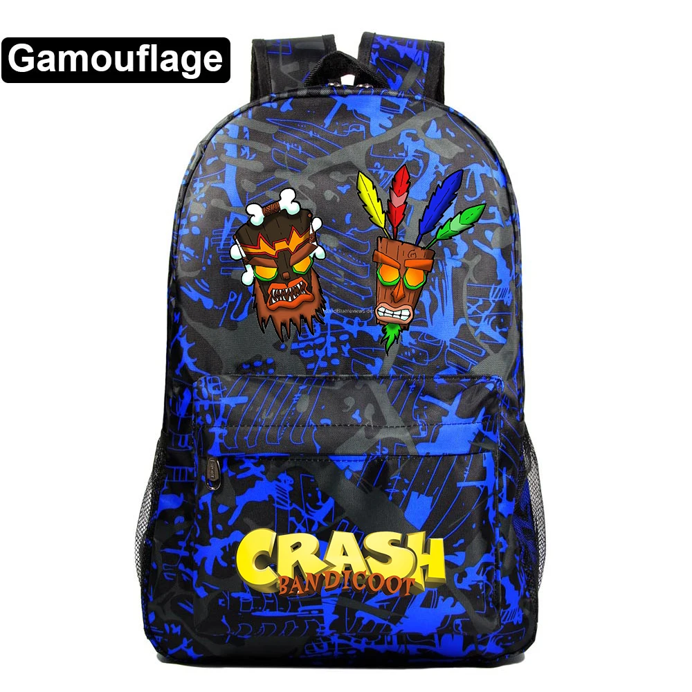 Gra Crash Bandicoot plecak szkolny dla dziewczynek chłopcy Mochila nastolatki fajne plecaki podróżne plecak dla dzieci torby szkolne