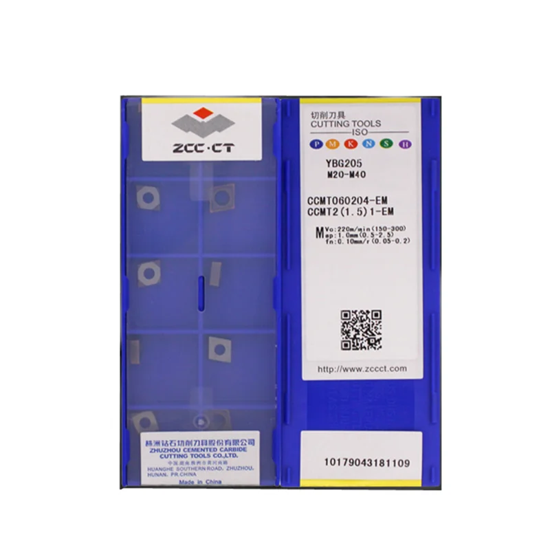 ZCC.CT 10P CCMT060204,CCMT060208,CCMT09T304,CCMT09T308- EM YBG205 inserto in metallo duro per utensili per tornitura indicizzabile CNC per acciaio