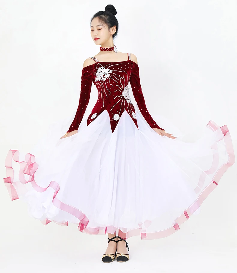 

New modern dance skirt ballroom dance dress big skirt performance competition costume waltz senior children's dance dress