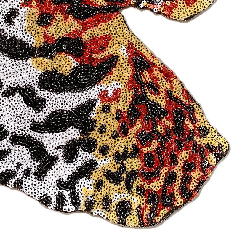 Sequins Large Leopard Badge Embroidery Cloth Patch Sticker Clothing Accessories Iron on Patches for Clothing Wholesale Patches