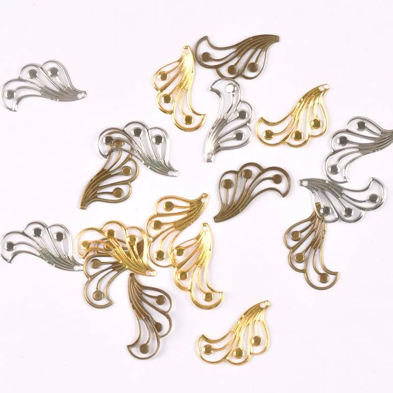 50Pcs 3 color Filigree Wraps Flower Connectors Metal Crafts Gift Decoration DIY Findings Jewelry Making 21x25mm YKL0765