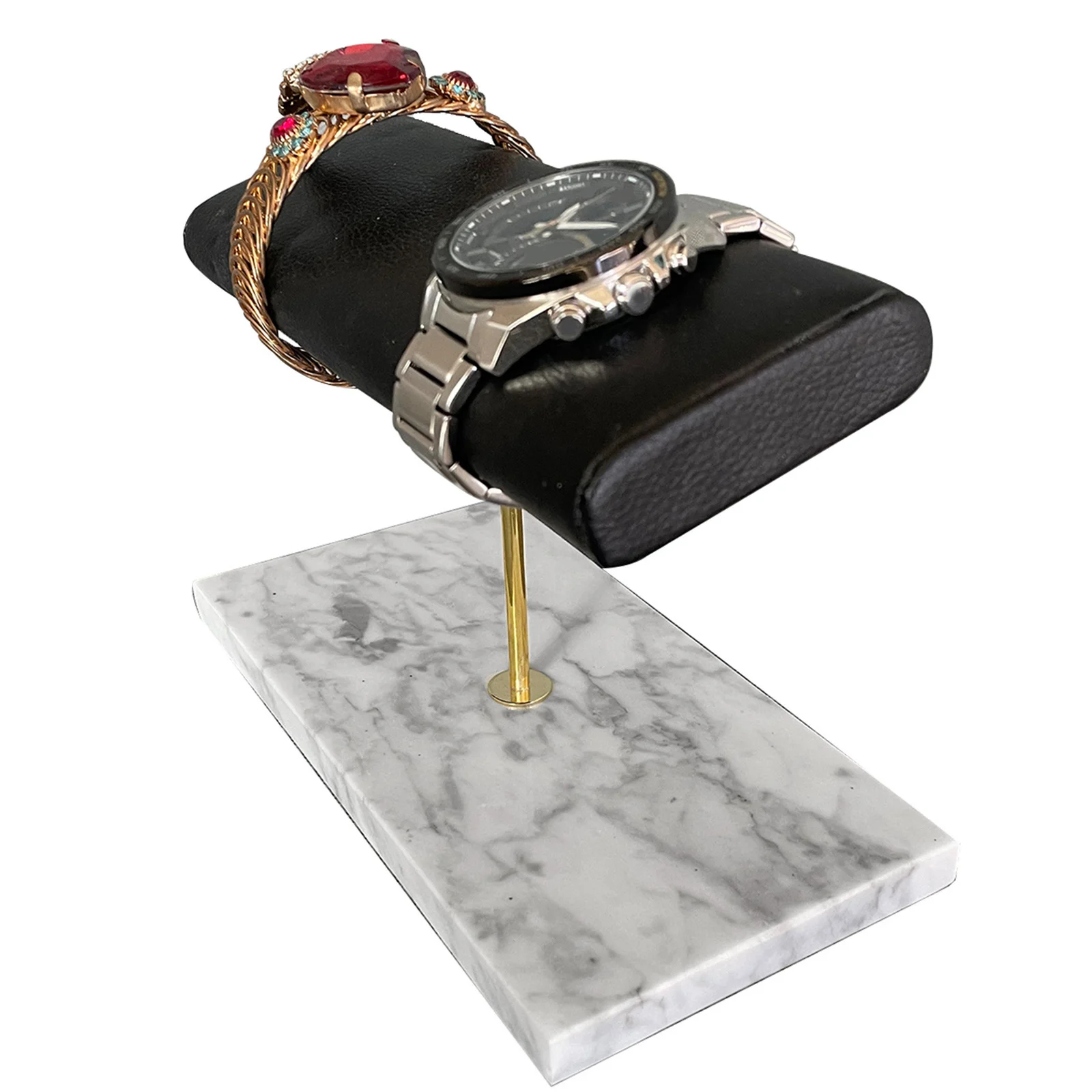 PU Leather Marble Watch Stand Holder Bracelet Bangles Display Stand Watch Placement Jewelry Rack Hard Display Stand Holder