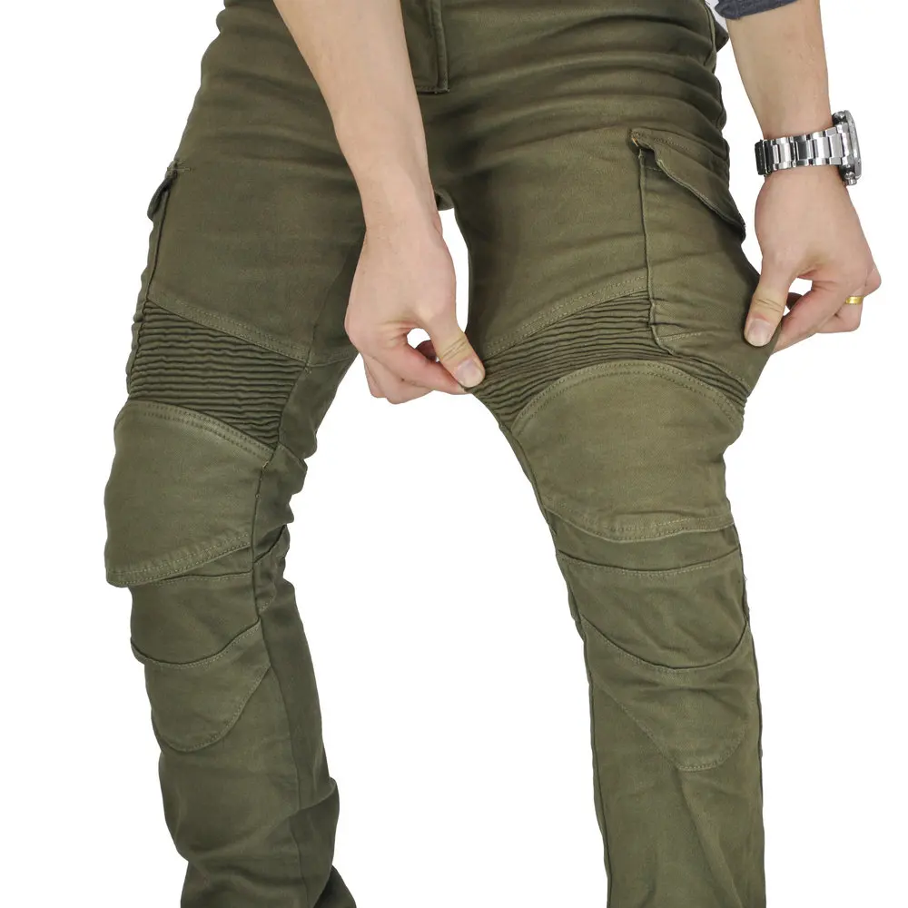 HOT Motorcycle Pants Men Moto Jeans Zipper with 4 hip pads Riding Touring Scooter Trousers Motocross Zip pocket Pants Moto Pants