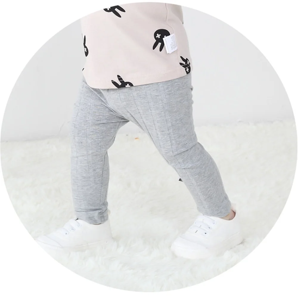 EASY BIG 0-24M 100% Cotton Unisex Baby Skinny Pants Soft Boys Pants Breathable Girls Warm Pants Kids Pink Gray Pants CC0160