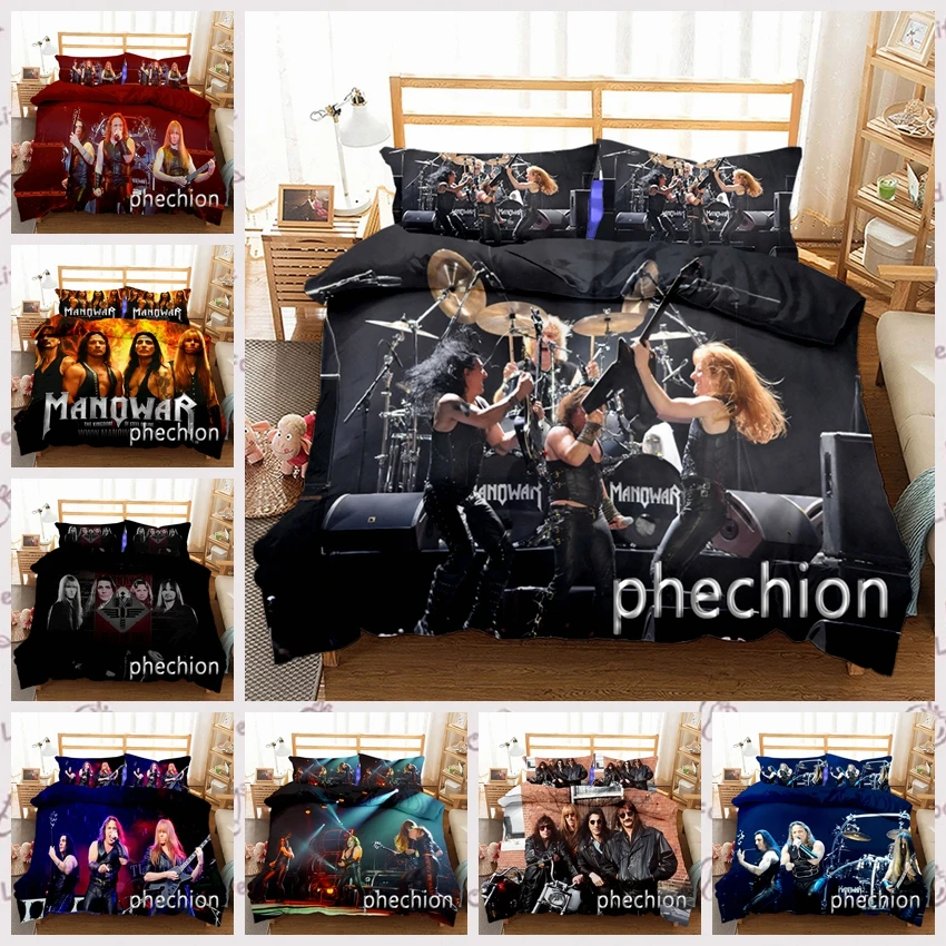 Phechion Manowar Band 3D Printed Cover Set Twin Full Queen King Size Bedding Set Bed Linens Bedclothes for Young K160