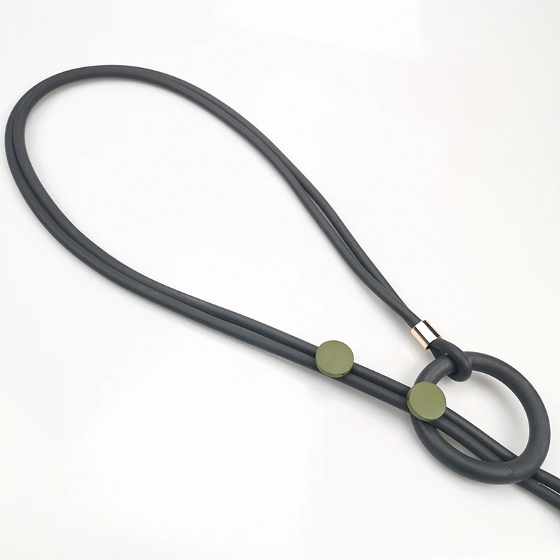 UKEBAY New Green Wood Pendant Necklaces For Women Long Necklace Rubber Jewelry Designer Handmade Necklace Simple Accessories