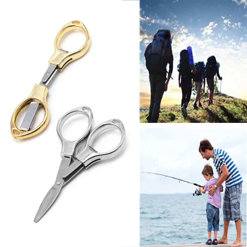 สแตนเลสพับกรรไกร Keychain Scissor ตกปลา Cutter แคมป์