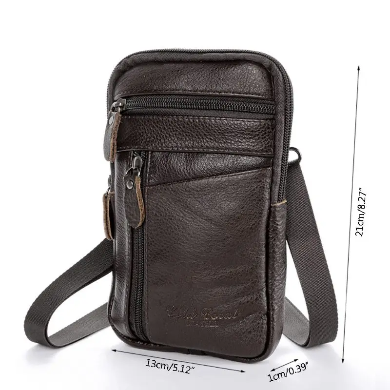 Men's Genuine Leather Fashion Phone Pouch Belt Bag Shoulder Crossbody Waist Pack Q1FA