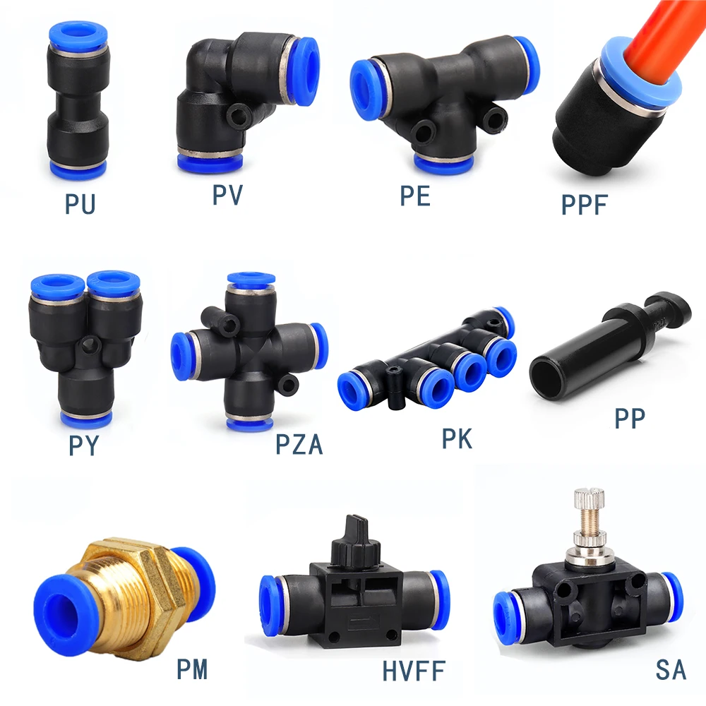 Pneumatic connector Pipe connector Air quick connector Water push hose connector 4mm 6mm 8mm 10mm 12mm PU PV PE PY PK PM PZA SA