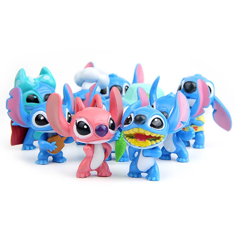 10pcs Disney Lilo Stitch Anime Figures Action Doll Keychains Pendent Ornament Dolls Collection Model Stitch Toys Childrens Gifts