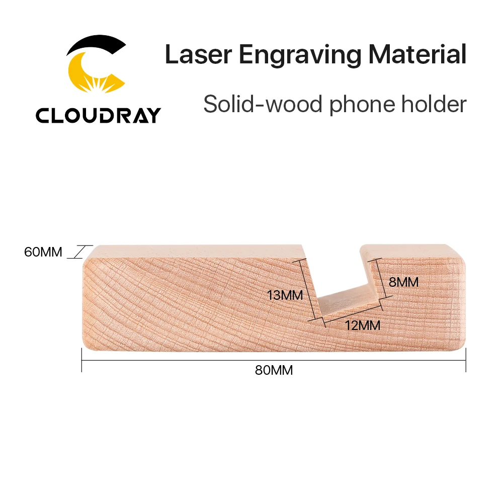 Cloudray Laser Engraving Material Solild-wood Phone Holder 8*6cm DIY Material for Co2 Laser Marking & Engraving Machine