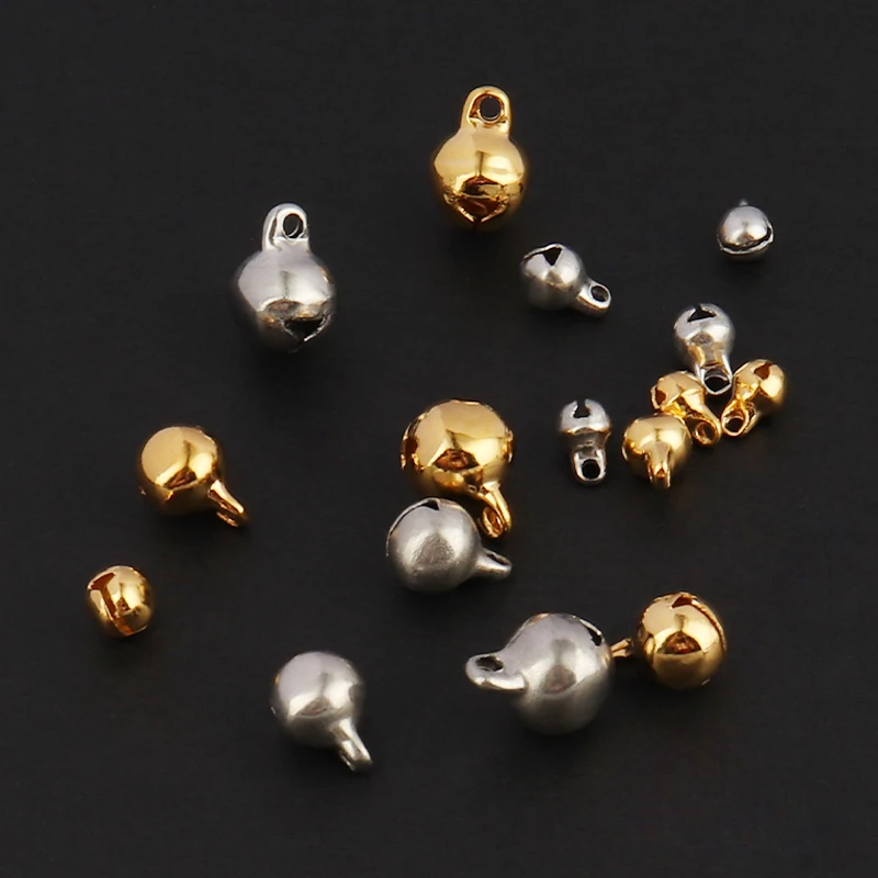 20pcs Gold Stainless Steel Jingle Bell Pendants for Jewelry Making Accessories Hanging Christmas Tree Ornaments Decorations Gift