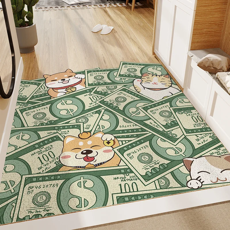 New Arrive Cartoon Cutable Beckoning Cat PVC Doormat Kitchen Mat Silk Loop Entrance Rug For Hallway Custom Home Floor Carpet