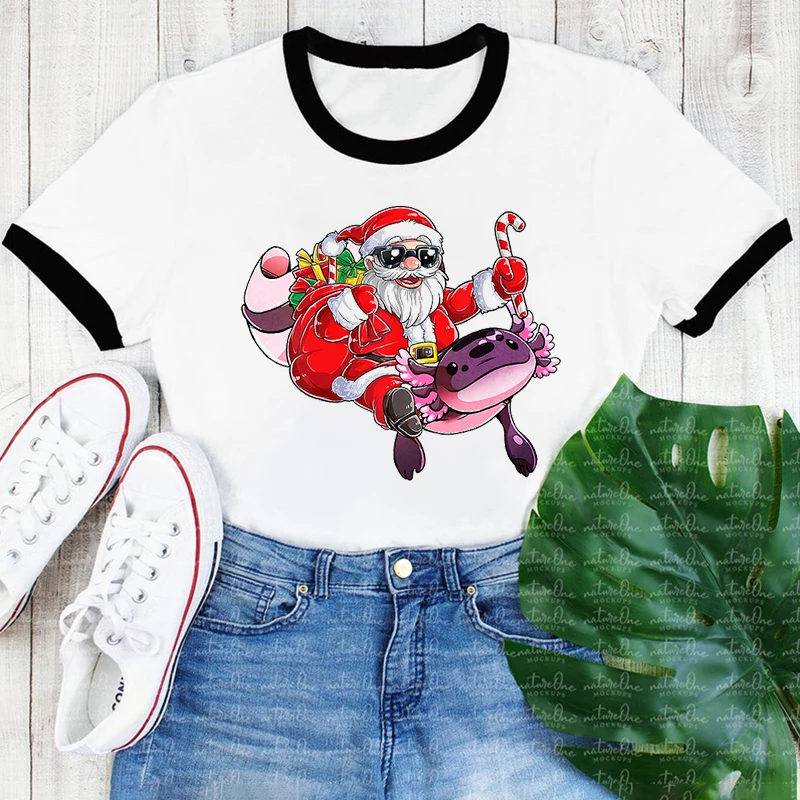 

Axolotl Christmas Cartoon Print Cap Hoodie Women'S Clothing Funny Sweatshirt Femme Winer/Spring/Autumn Long-Sleeve Tracksuit