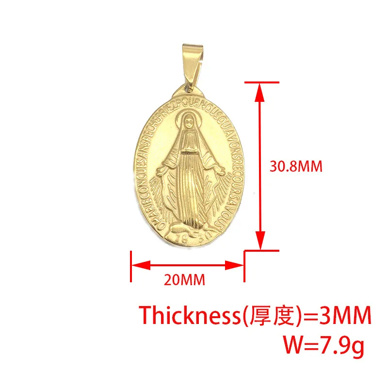 Vintage Golden Medalla Virgin Mary Pendant Charm For DIY Making Necklace Metal Cross Medallion Virgin Mary For Making Jewelry 20