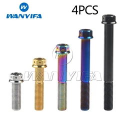Wanyifa Titanium Bolt M10x20 25 30 35 40 45 50 55 60 65 70 75 80 85 90mm Flange Hex Head Screw for Motorcycle Refitted 4pcs