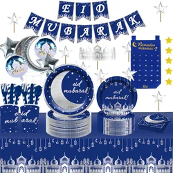 Ramadan Kareem decorazione Eid Mubarak Banner calendario piatto di carta tazza Ramadan Mubarak musulmano islamico Eid Al Adha forniture per feste