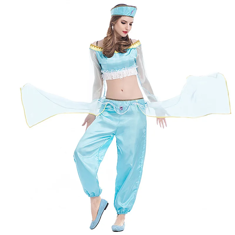 Disfraces de princesa Jasmine de Halloween para mujer, lámpara de Aladino, Cosplay, Carnaval, desfile Purim, fiesta de juegos de rol, vestido de danza del vientre