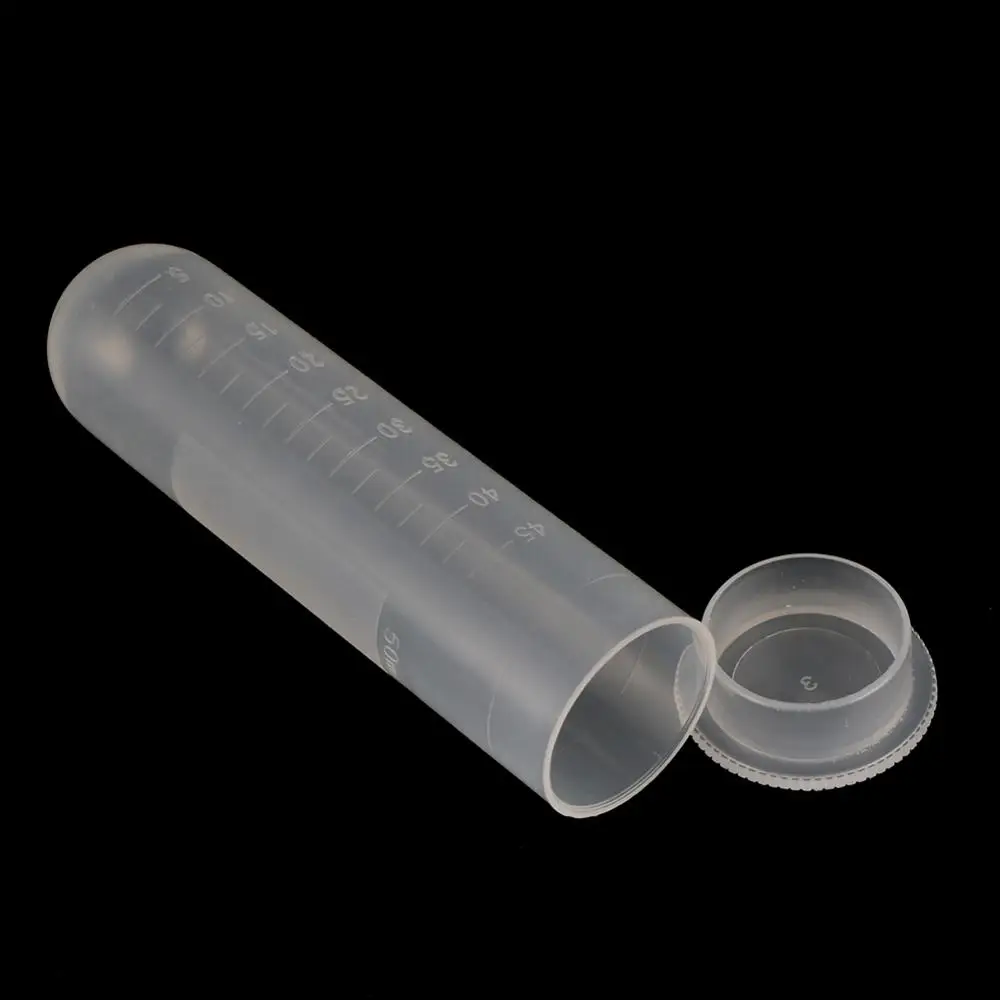 10 pz/set 50ML provetta per centrifuga da laboratorio contenitore per fiale in plastica trasparente con coperchio a scatto per la fornitura di