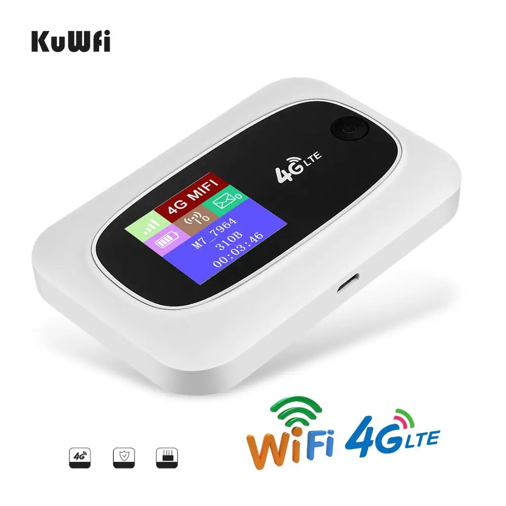 KuWFI Mobile 4G Wifi Router Mobile WiFi Hotspot Travel Router Partner4G  Wireless SIM Routers with SD and SIM Card Solt