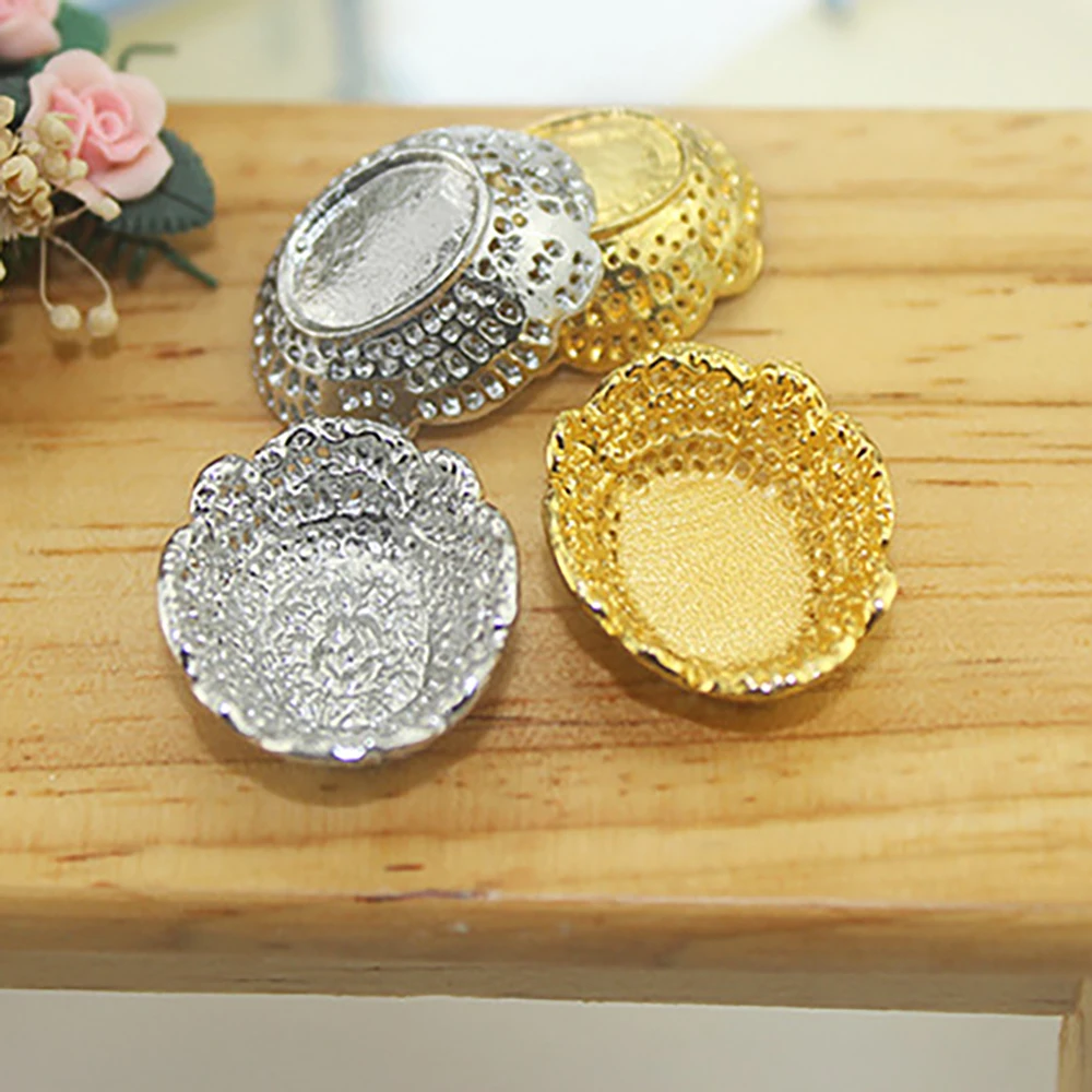 1/12 Dollhouse Miniature Accessories Mini Metal Fruit Tray  Simulation Plate Model for Doll House Decoration ob11