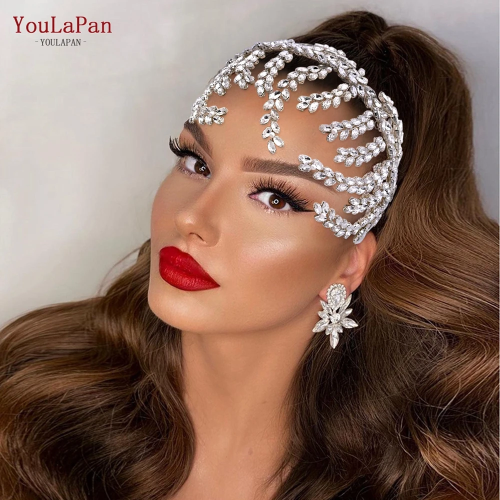 

YouLaPan Bride Crown Wedding Headband Indian Bridal Hair Vine Headwear Accessories Bridal Wedding Rhinestones Headband HP373