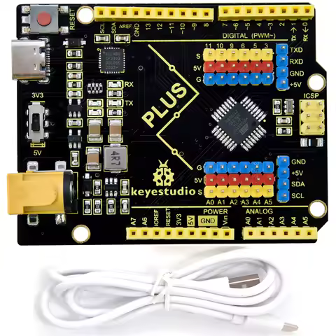 New! Keyestudio PLUSUNO Development Control Board with Type C Interface +USB Cable Compatible with Arduino Uno R3