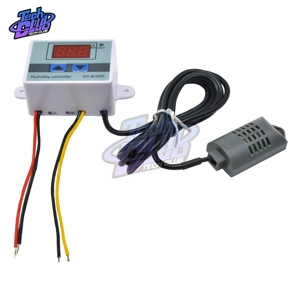 Controlador Digital de humedad, higrómetro de 0 ~ 99% RH, XH-W3005, 220V, 12V, 24V, interruptor de Control de humedad, higrostato con Sensor de