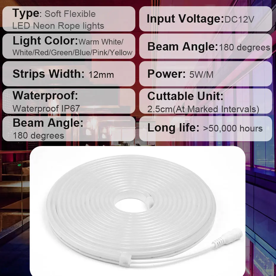 Wodoodporne światła LED elastyczny neonowy pasek 12V pasek 6*12mm elastyczna taśma Led 2835SMD DIY kolorowe taśma wstążkowa światło do wystroju