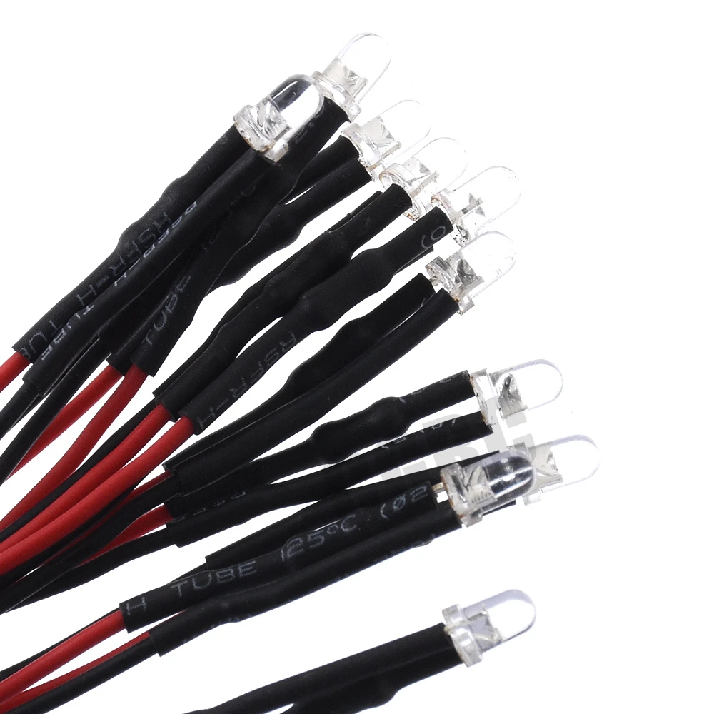 10pcs 3mm 5mm 12V LED Light Red White Yellow For 1/10 RC Crawler 1/14 Tamiya RC Truck Drift car Traxxas SCX10 SCANIA