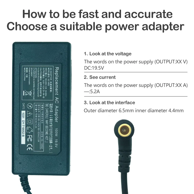 Baru 19.5V 5.2A 100W 6.5*4.4Mm Adaptor untuk SONY LCD TV ADCP-100E03 ACDP-100D01 Power Supply