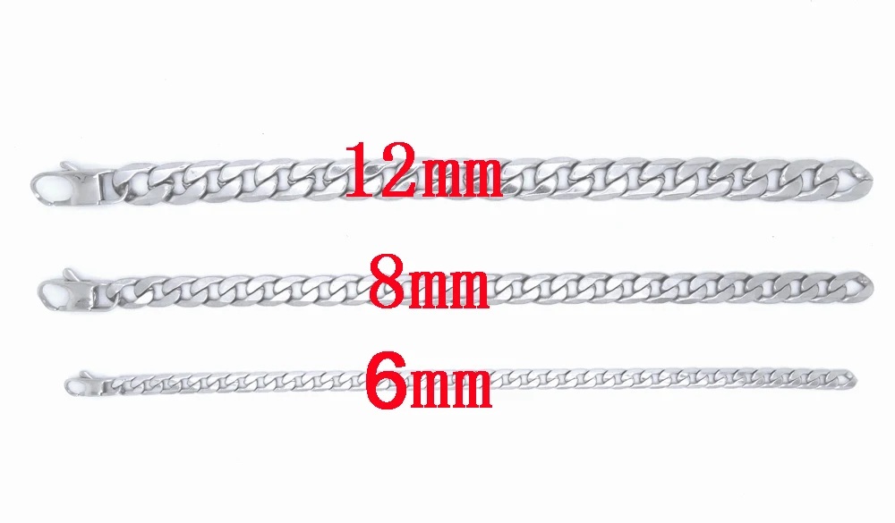 100% Stainless Steel Bracelet 6/8/12 mm Width Curb Chain 8 Inch Silver/Gold Color Bracelet for Masculine Men/Women Free Shipping