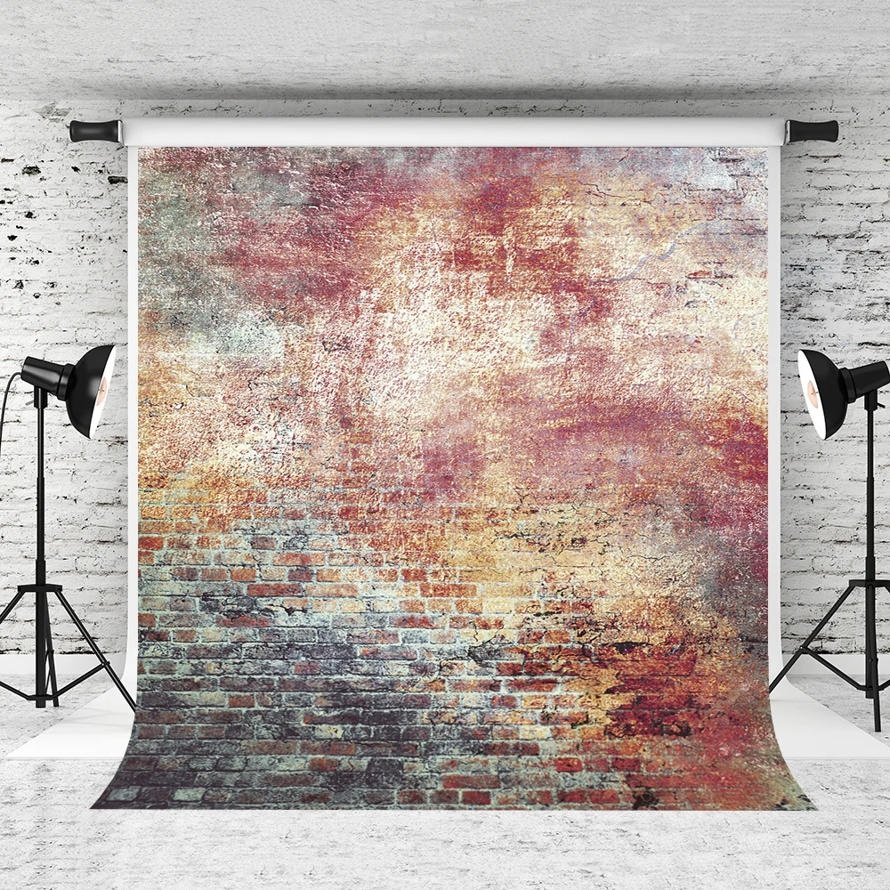 

VinylBDS Colorful Brick Wall Backgrounds For Photo Studio Retro Background Photography Wall Wasahble Seamless Backdrop