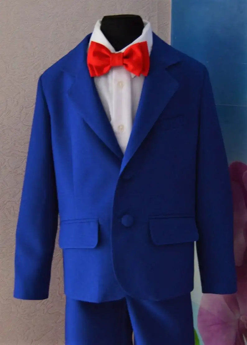 Conjunto Formal de chaqueta y pantalones para niños, traje de 2 piezas para cenas de boda, color azul y naranja, 2020