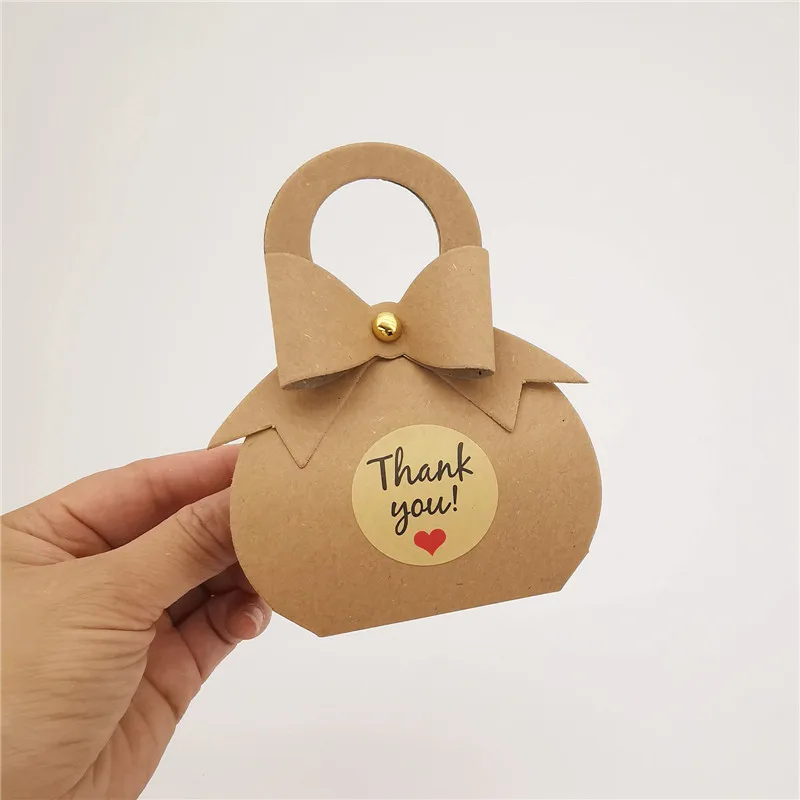 

Kraft Paper Portable Sticker Candy Bag Wedding Favor Candy Boxes DIY Paper Box For Baby Shower Birthday Event & Party Supplies