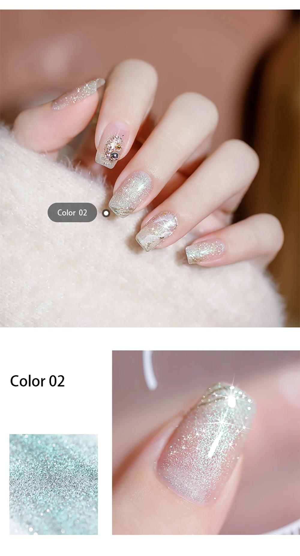 Vendeeni 15 Farben Glitzer-Broken-Diamond-Gel-Nagellack Glänzender Laser UV LED Soak-Off Gel-Lack Funkelnder Nagelkunst-Gel-Lack – Detail 10