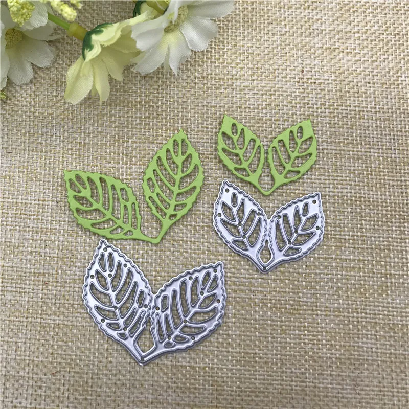 2pcs Leaf Metal stencil mold Cutting Dies decoration scrapbook die cuts Album Paper Craft Embossing DIY Card Crafts