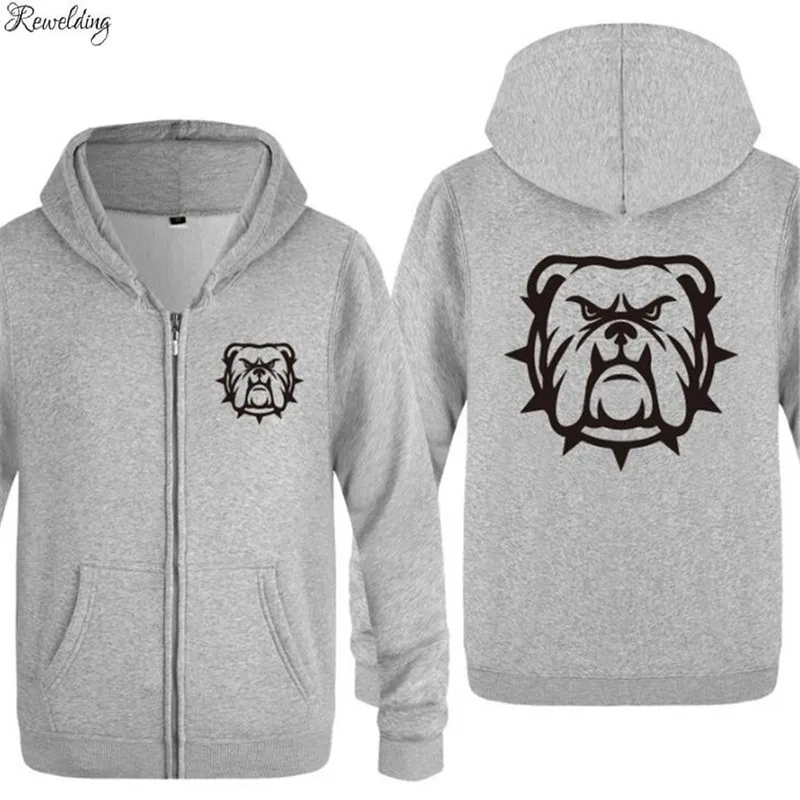 Hoodie Men Anime BULLDOG Bulldogge Printed Mens Hoodies Zipper Jacket Coat Fleece Long Sleeve Men's Sweatshirts Skate Tracksuit