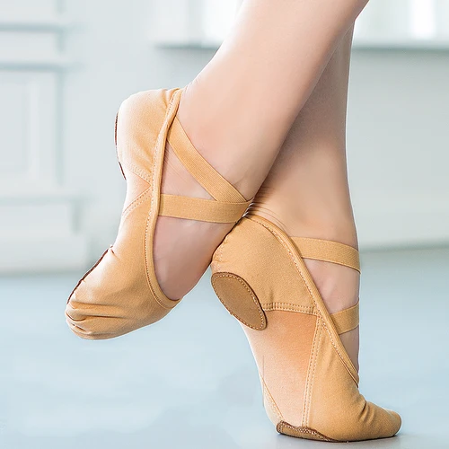 Imagen 2 del producto Zapatos de Ballet para mujer, zapatos de baile de lona elásticos, zapatos de punta, zapatillas de Ballet para niñas, bailarinas, zapatos planos de gimnasia, zapatillas de deporte